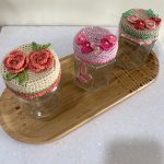 Cute crochet glass jars with crochet designs lids