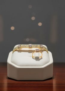 Imported Gold plated anti allergic Bracelet with Ring Set