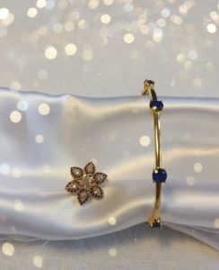 Gold plated bracelet with ring set